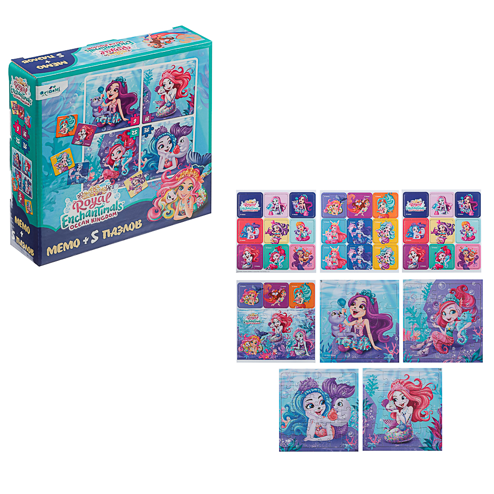 Энчантималс Игровой набор Мемо+5 пазлов, 18x5x18 см, арт.№ 285-253