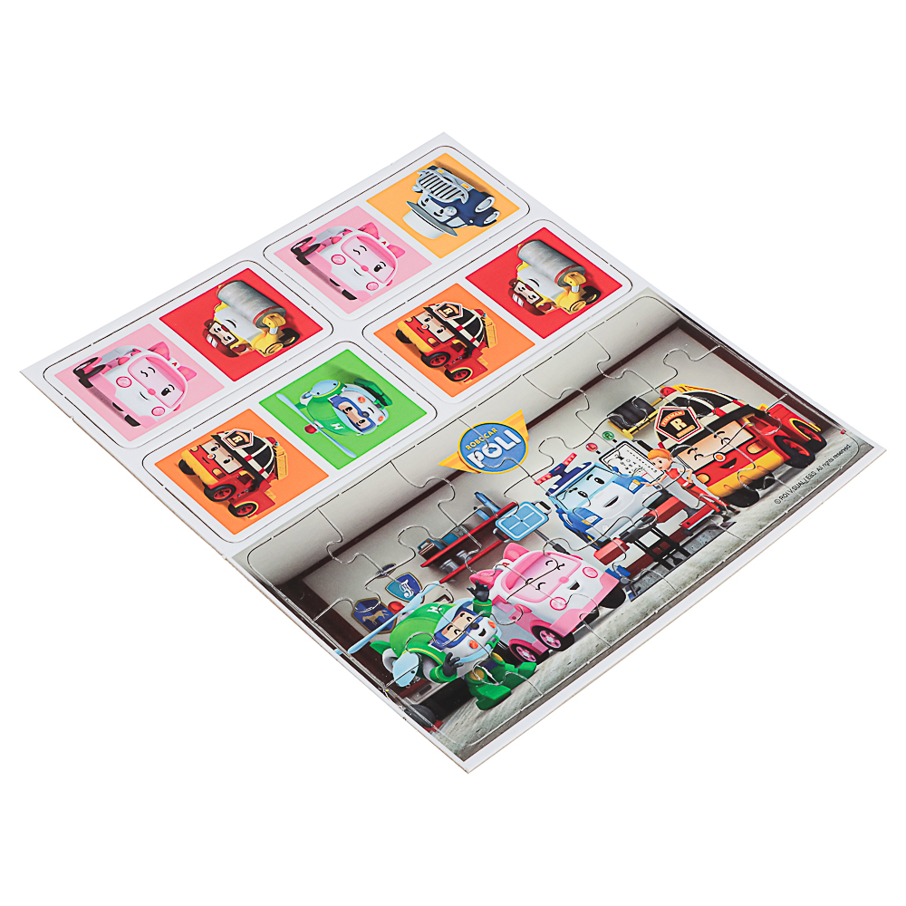 Робокар Поли Настольная игра Домино+пазл 18 элементов, 18x5x18 см, арт.№ 285-255