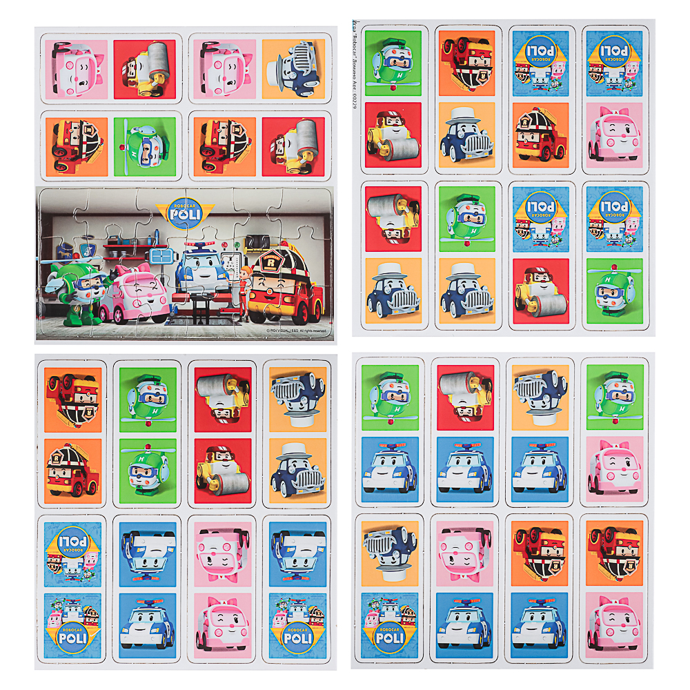 Робокар Поли Настольная игра Домино+пазл 18 элементов, 18x5x18 см, арт.№ 285-255