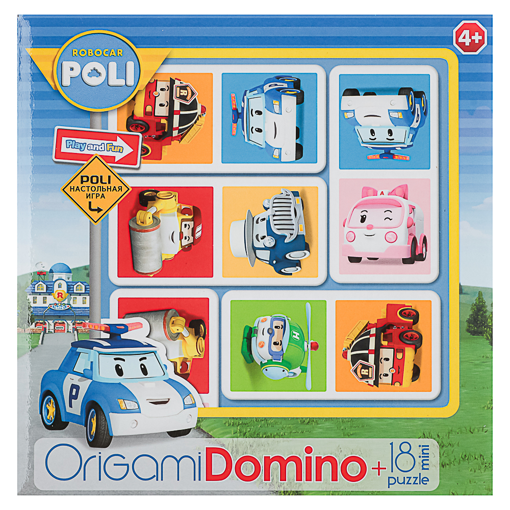 Робокар Поли Настольная игра Домино+пазл 18 элементов, 18x5x18 см, арт.№ 285-255