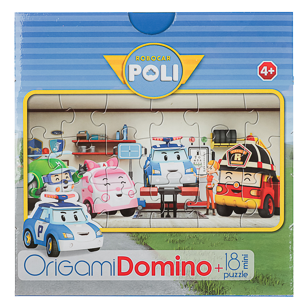 Робокар Поли Настольная игра Домино+пазл 18 элементов, 18x5x18 см, арт.№ 285-255