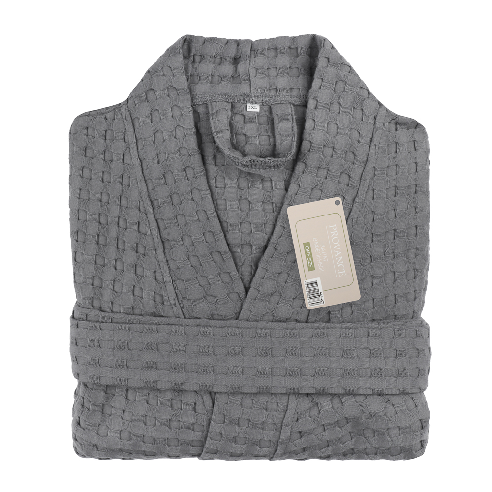 Халат вафельный one size PROVANCE Монблан, 100% хлопок, 300 г/м2, серый, арт.№ 484-202