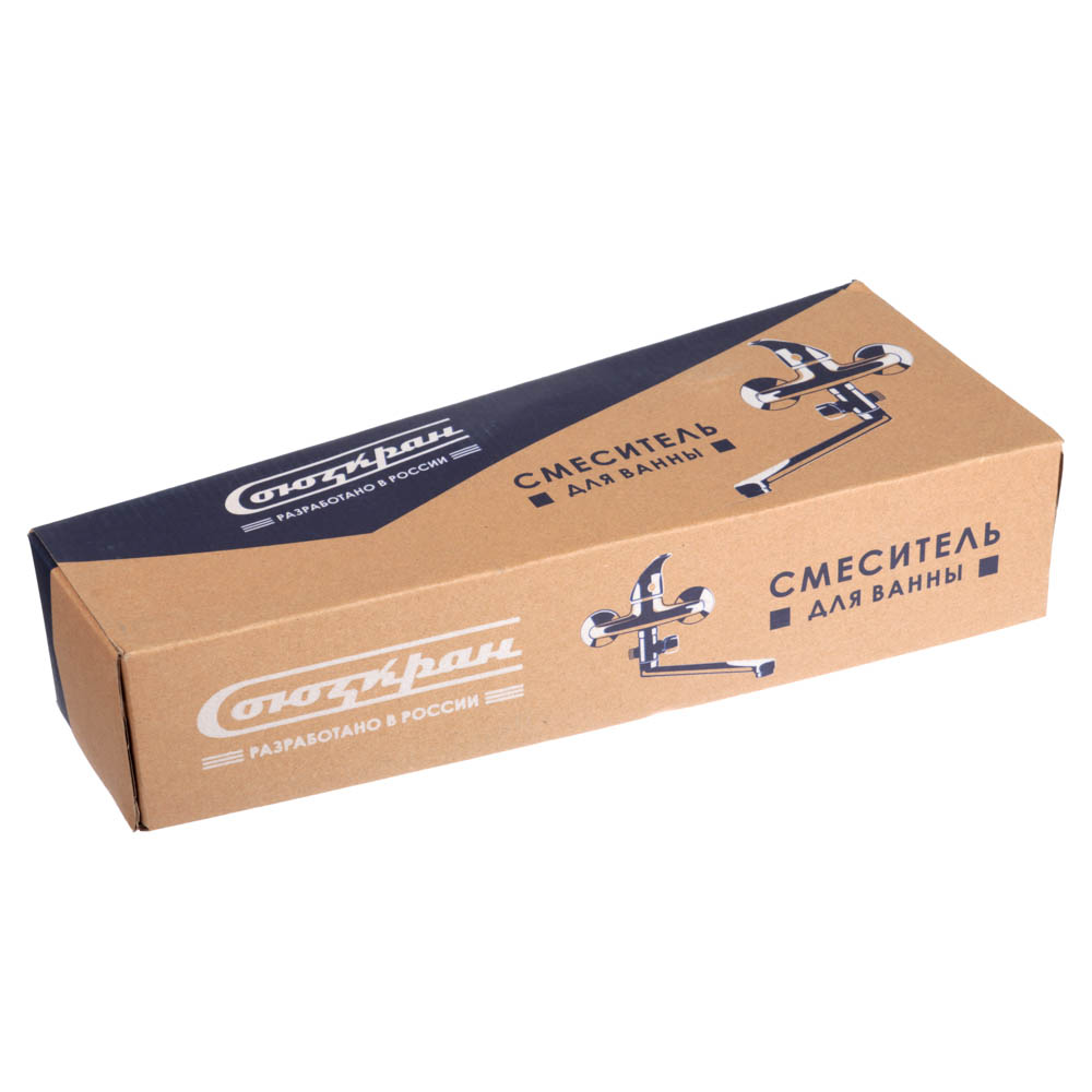 СоюзКран Смеситель для ванны с душем, плоский излив 35см, кер. картридж 40мм, хром, цинк, SK09-I130, арт.№ 567-029