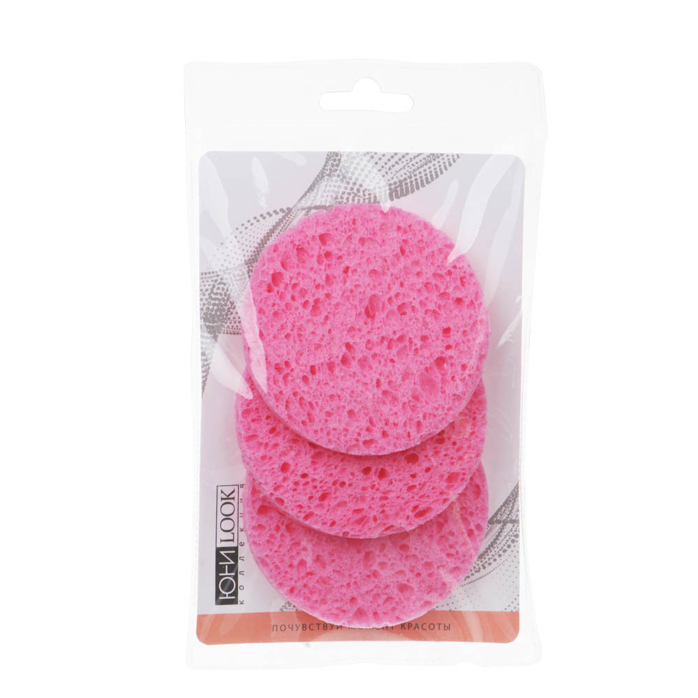 Набор спонжей для умывания 3 шт тм ЮНИLOOK , целлюлоза, 6.5x0,6 см, арт.№ 357-007