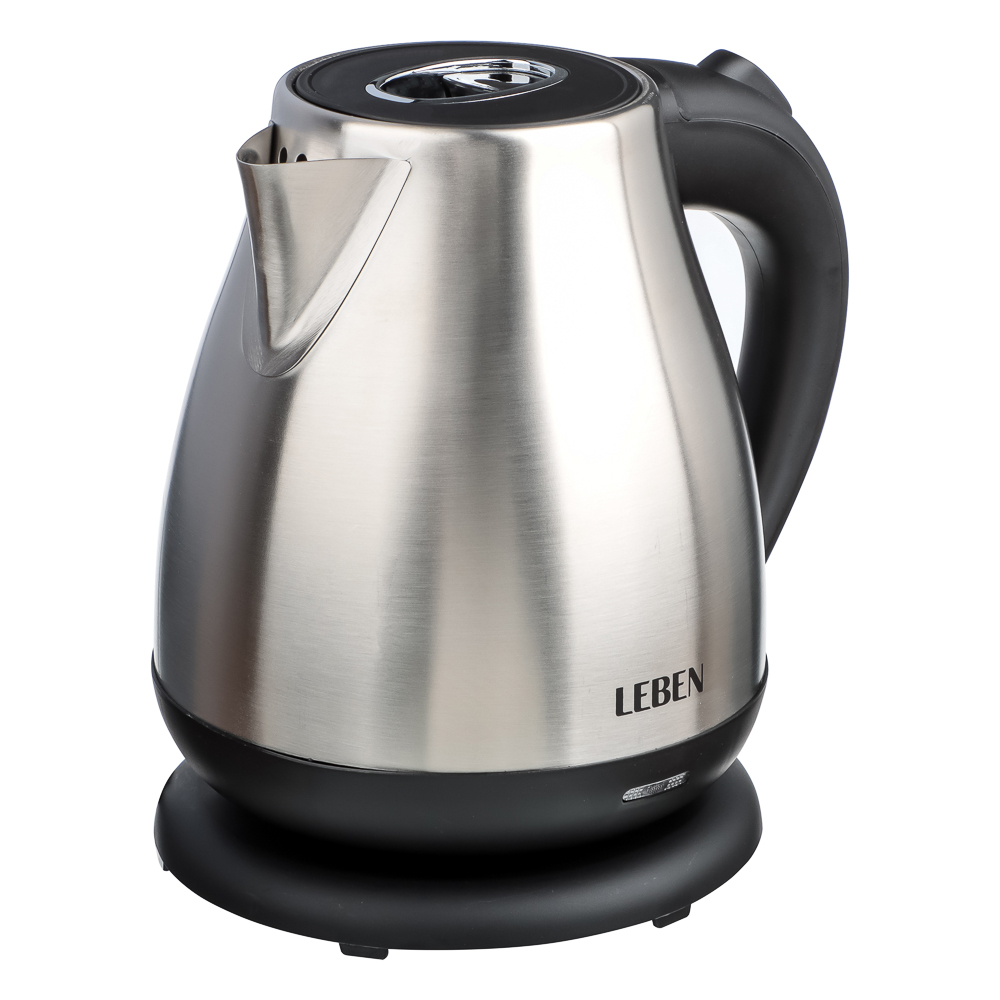 LEBEN Чайник электрический 1,7л, 1850Вт, скрытый нагр.элемент, автооткл., нерж.сталь, HHB1782, арт.№ 291-063