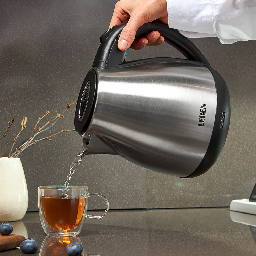 LEBEN Чайник электрический 1,7л, 1850Вт, скрытый нагр.элемент, автооткл., нерж.сталь, HHB1782, арт.№ 291-063