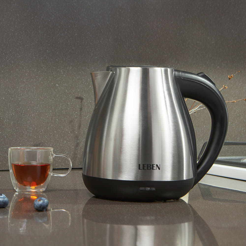 LEBEN Чайник электрический 1,7л, 1850Вт, скрытый нагр.элемент, автооткл., нерж.сталь, HHB1782, арт.№ 291-063