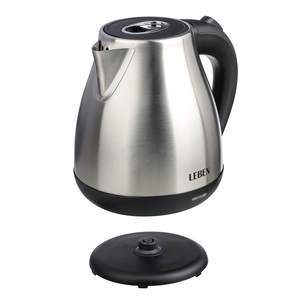 LEBEN Чайник электрический 1,7л, 1850Вт, скрытый нагр.элемент, автооткл., нерж.сталь, HHB1782, арт.№ 291-063