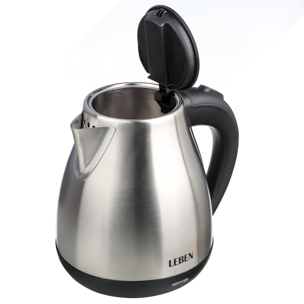 LEBEN Чайник электрический 1,7л, 1850Вт, скрытый нагр.элемент, автооткл., нерж.сталь, HHB1782, арт.№ 291-063