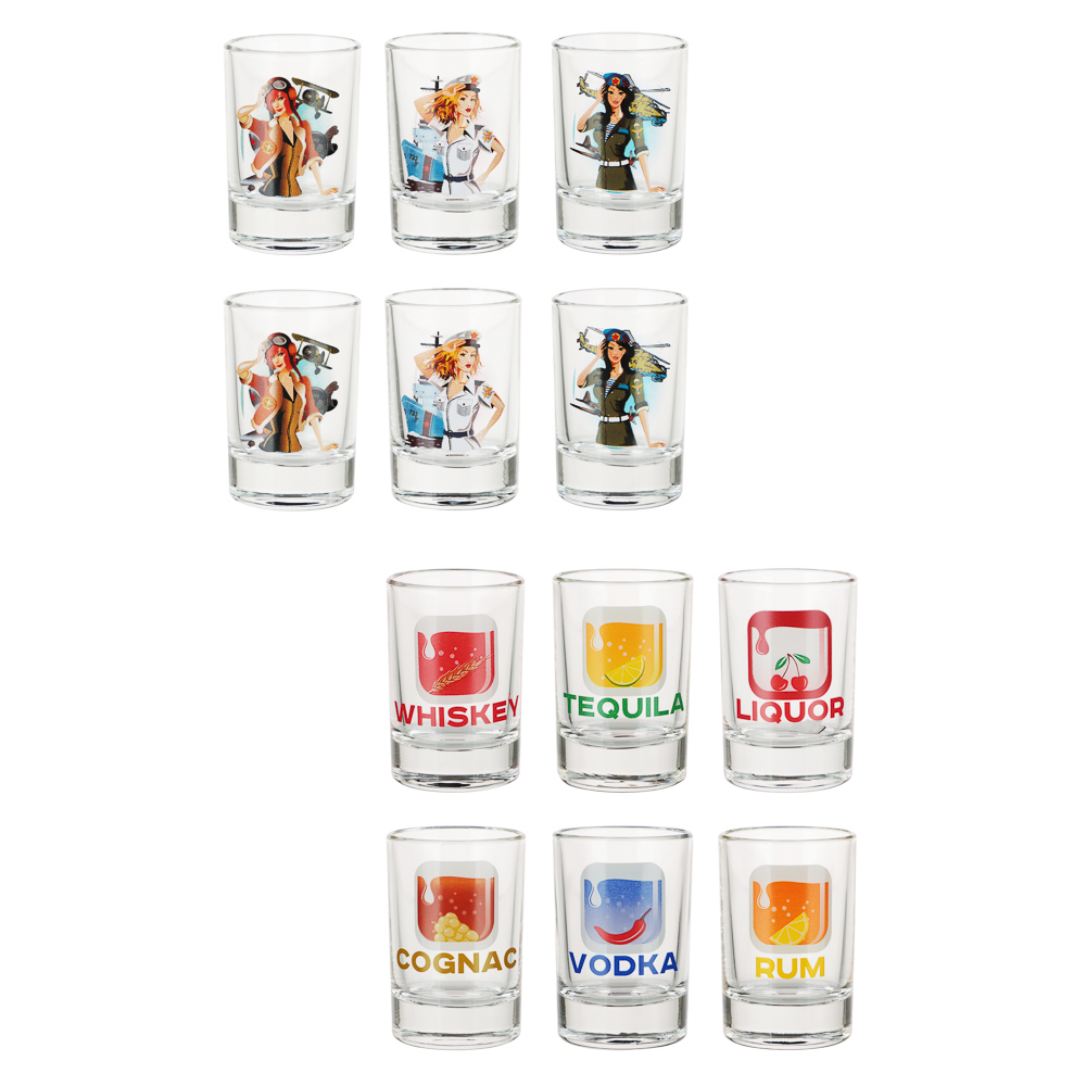 Набор стопок 6шт 50мл, с деколью, стекло, арт.№ 878-501