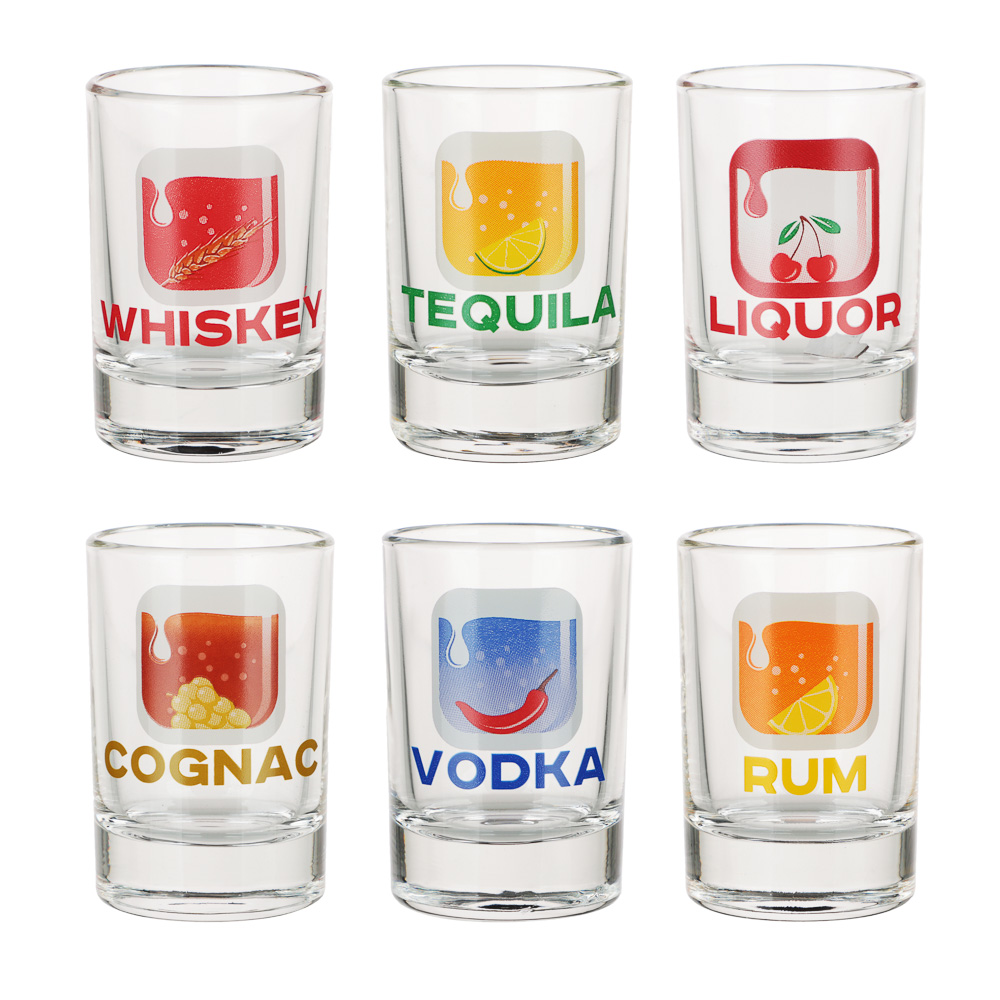 Набор стопок 6шт 50мл, с деколью, стекло, арт.№ 878-501