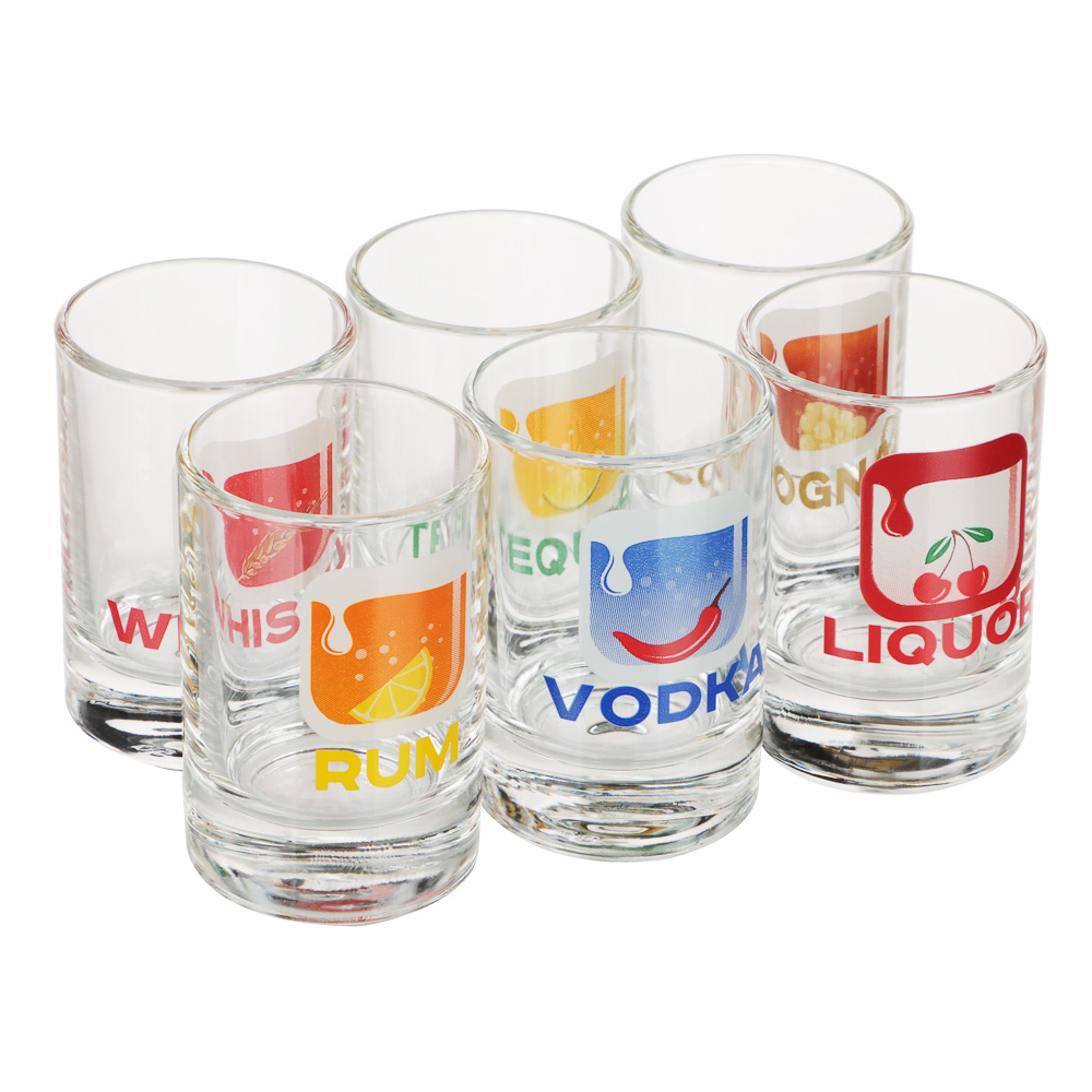 Набор стопок 6шт 50мл, с деколью, стекло, арт.№ 878-501