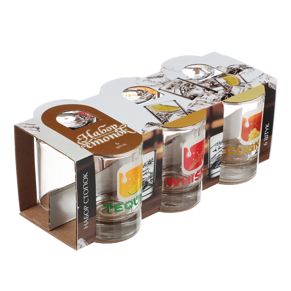 Набор стопок 6шт 50мл, с деколью, стекло, арт.№ 878-501