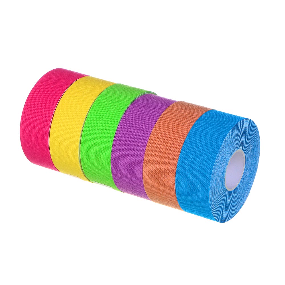 SILAPRO Тейп-лента кинезиологическая, самоклеящаяся, 2,5см x 5м, хлопок, 6 цветов, арт.№ 138-013