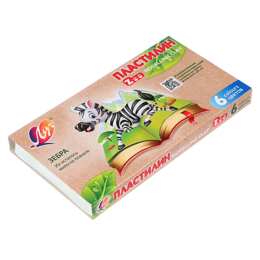 ЛУЧ Пластилин "ZOO", 6 цветов, 90 грамм, в картонной коробке, 30С 1810-08, арт.№ 239-065