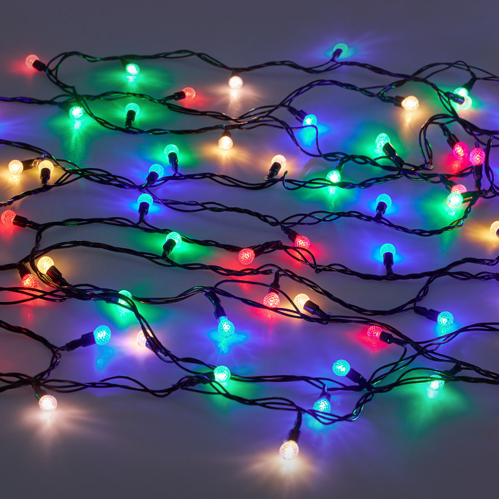 Гирлянда уличная с насадками "Шарики" 10 м СНОУ БУМ, 100 LED ламп, свечение мульти, ПВХ черный, 8 режимов, 220В, арт.№ 351-792