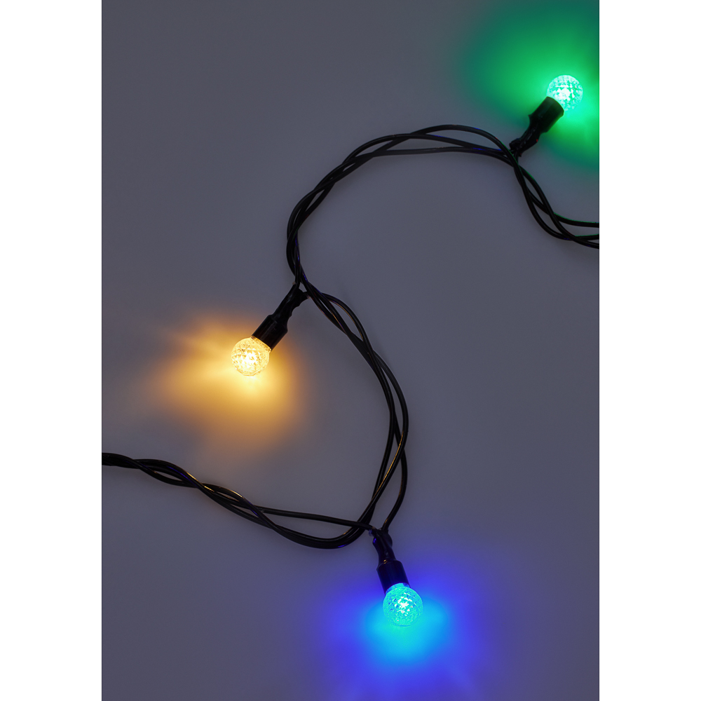 Гирлянда уличная с насадками "Шарики" 10 м СНОУ БУМ, 100 LED ламп, свечение мульти, ПВХ черный, 8 режимов, 220В, арт.№ 351-792