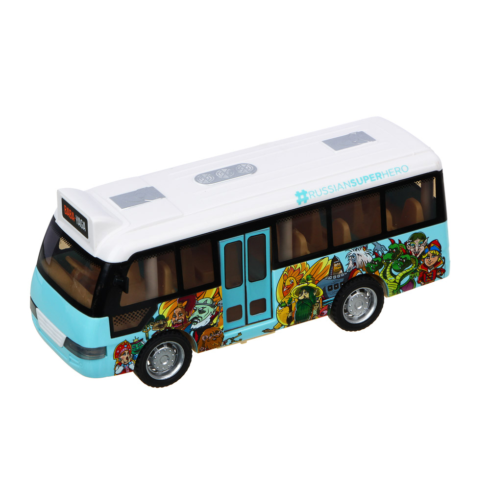 BY Автобус инерционный, подвижные детали, свет, звук, 3xLR44, АБС, 15,2х5,7х6,7 см, арт.№ 292-237