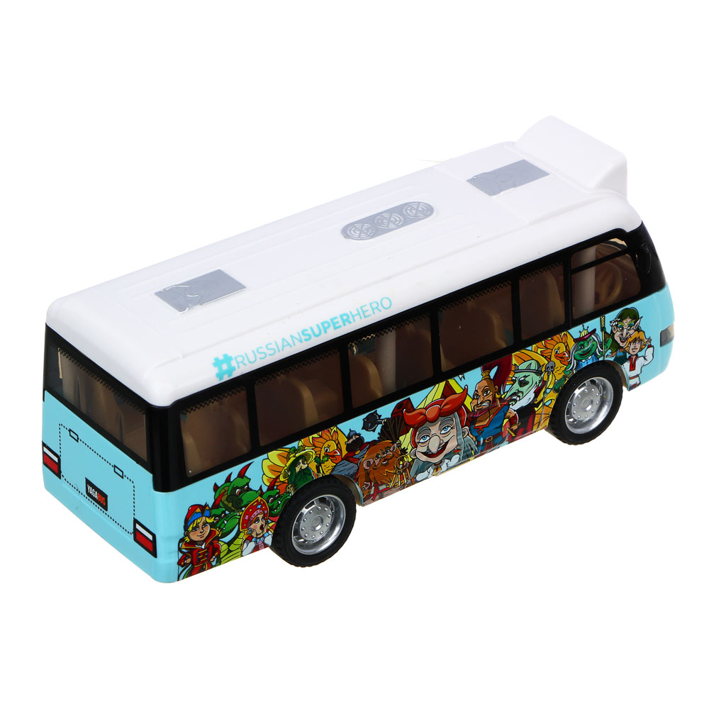 BY Автобус инерционный, подвижные детали, свет, звук, 3xLR44, АБС, 15,2х5,7х6,7 см, арт.№ 292-237