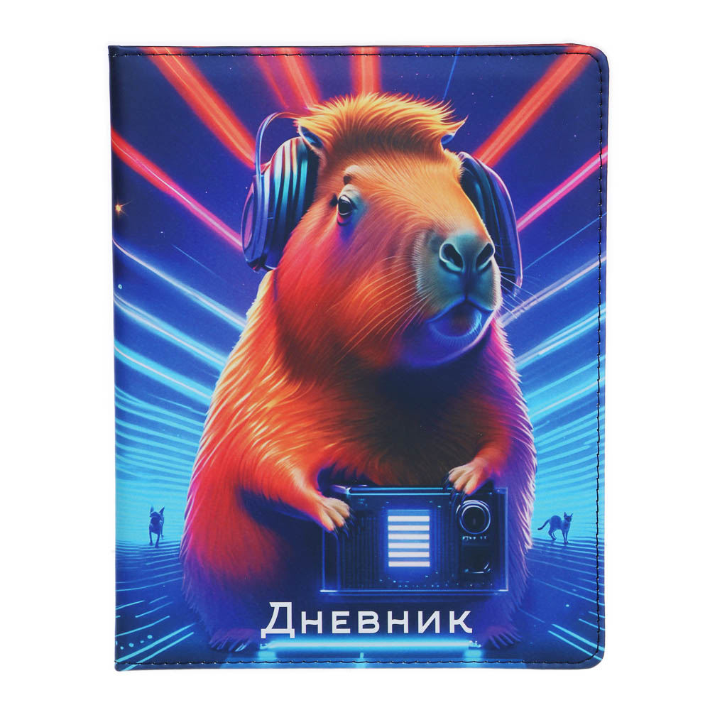 Дневник шк., А5+ (20,8*16,5см), 48л., "Капибара", тв.обл.с поролоном, иск.кожа с печатью, закладка, арт.№ 564-071