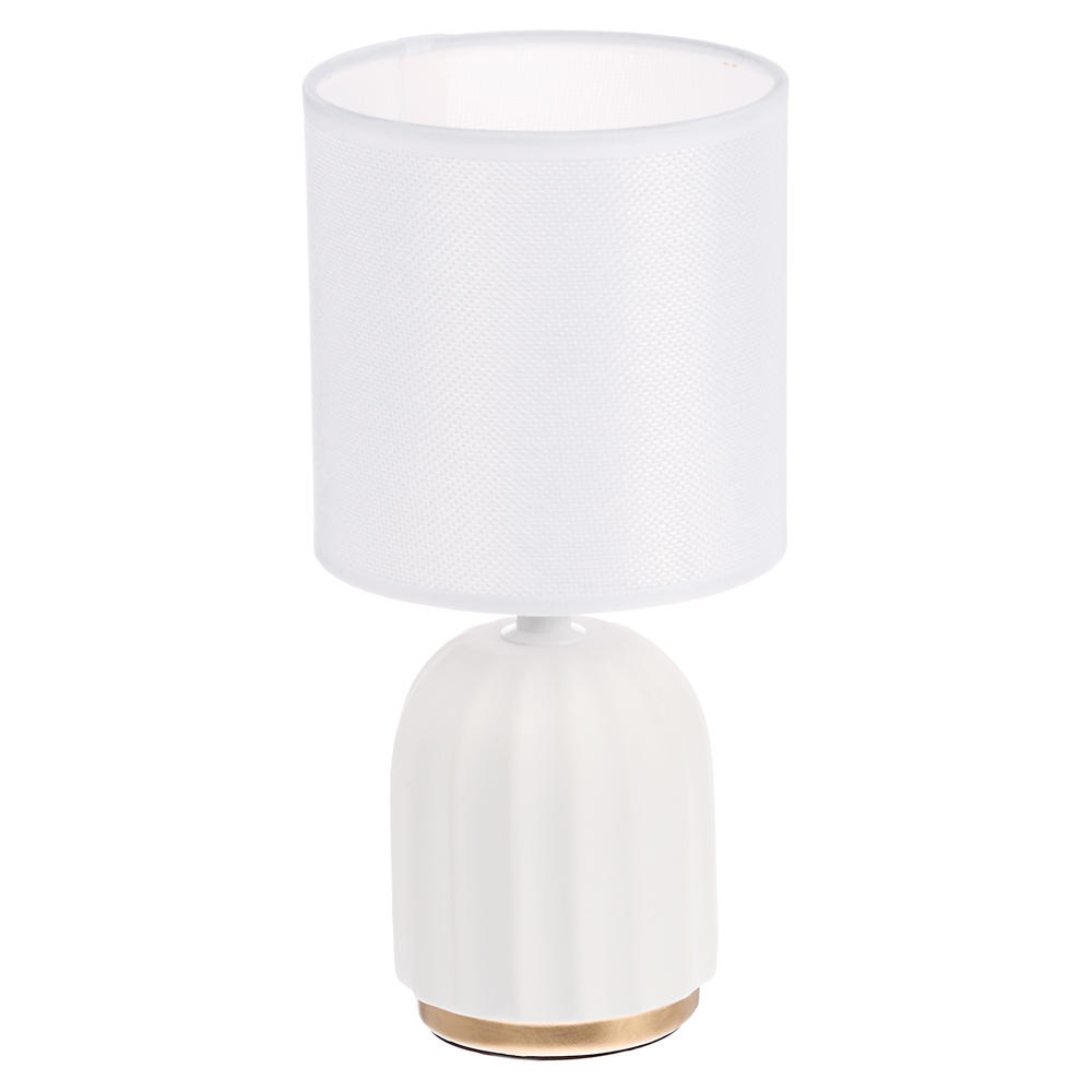 Светильник настольный BY Люцерн, 27 см, E14, 40 Вт, 230В, керамика, текстиль, белый, арт.№ 476-447