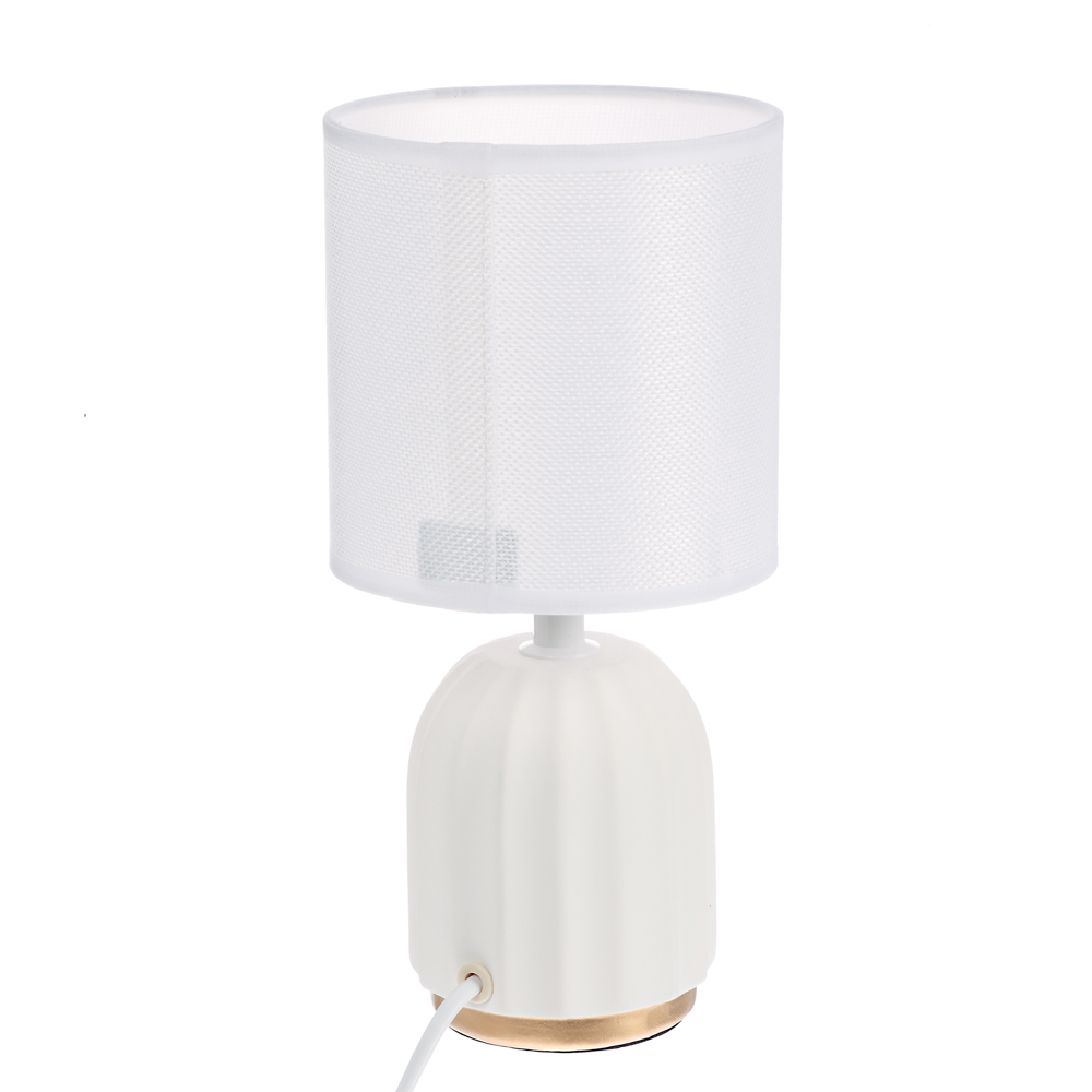 Светильник настольный BY Люцерн, 27 см, E14, 40 Вт, 230В, керамика, текстиль, белый, арт.№ 476-447