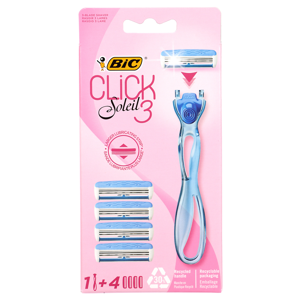 Станок для бритья женский, BIC SOLEIL CLICK + 4 сменных кассеты, пластик, арт.№ 946-020