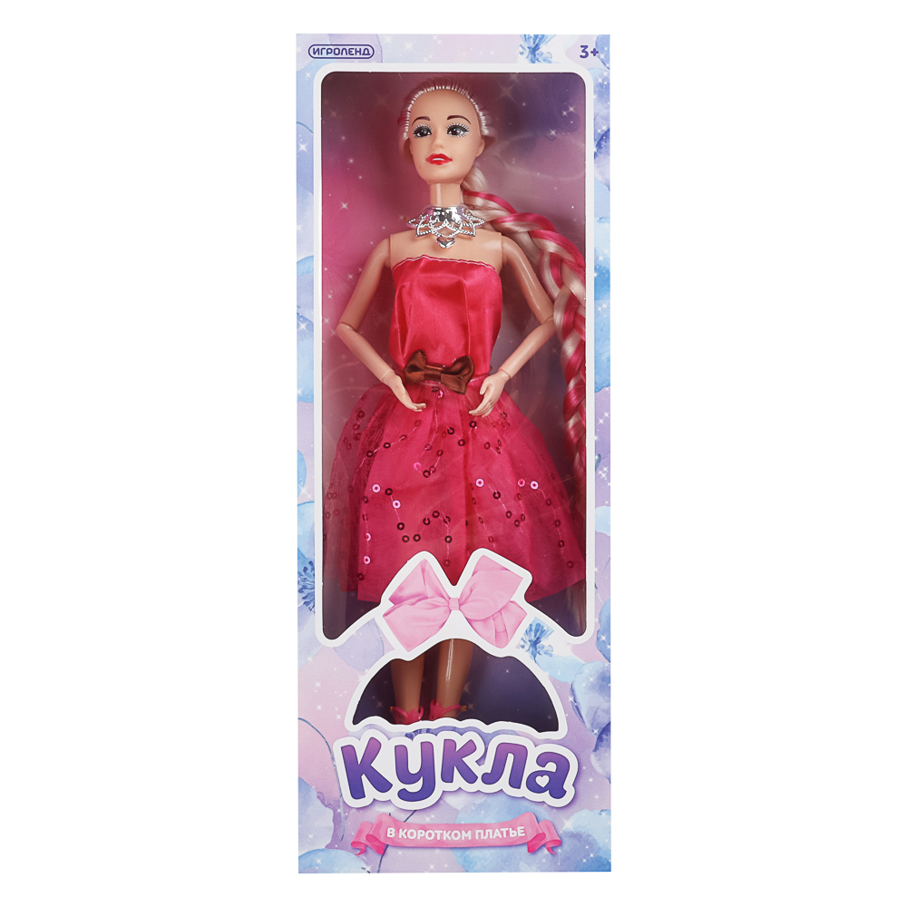 Кукла в коротком платье шарнирная, 29 см, PP, PVC, полиэстер, тм ИГРОЛЕНД, арт.№ 267-921