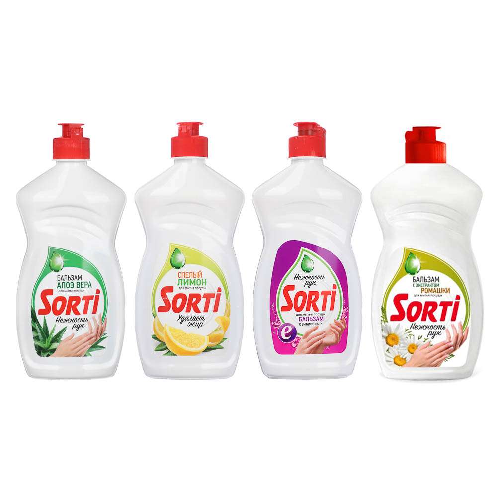 Средство для мытья посуды SORTi Бальзам Алоэ вера/Ромашка/Лимон, п/б, 450г, арт.№ 992-043