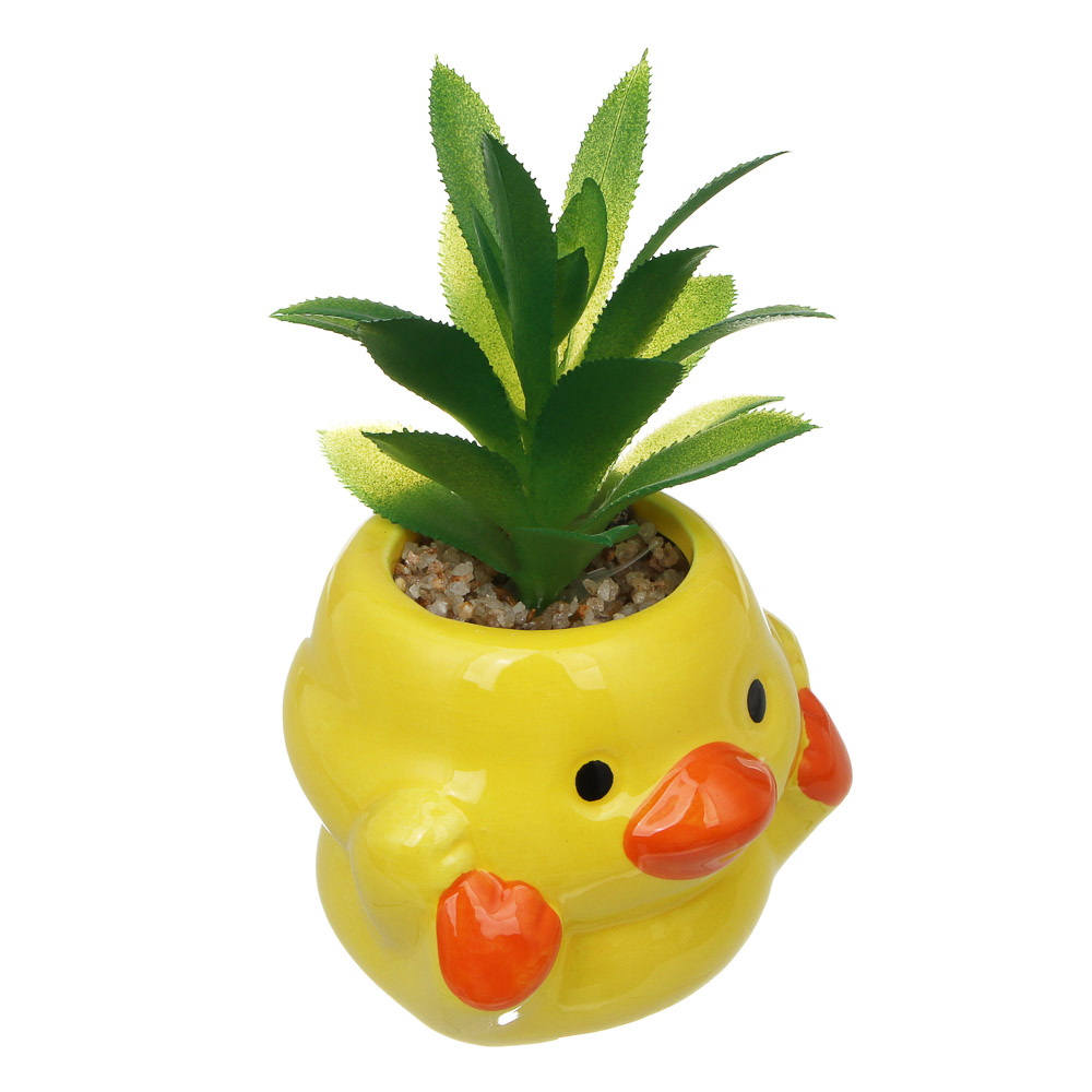 Суккулент искусственный в кашпо, 9х13-16,5 см, керамика, пластик, 2 дизайна, арт.№ 501-573