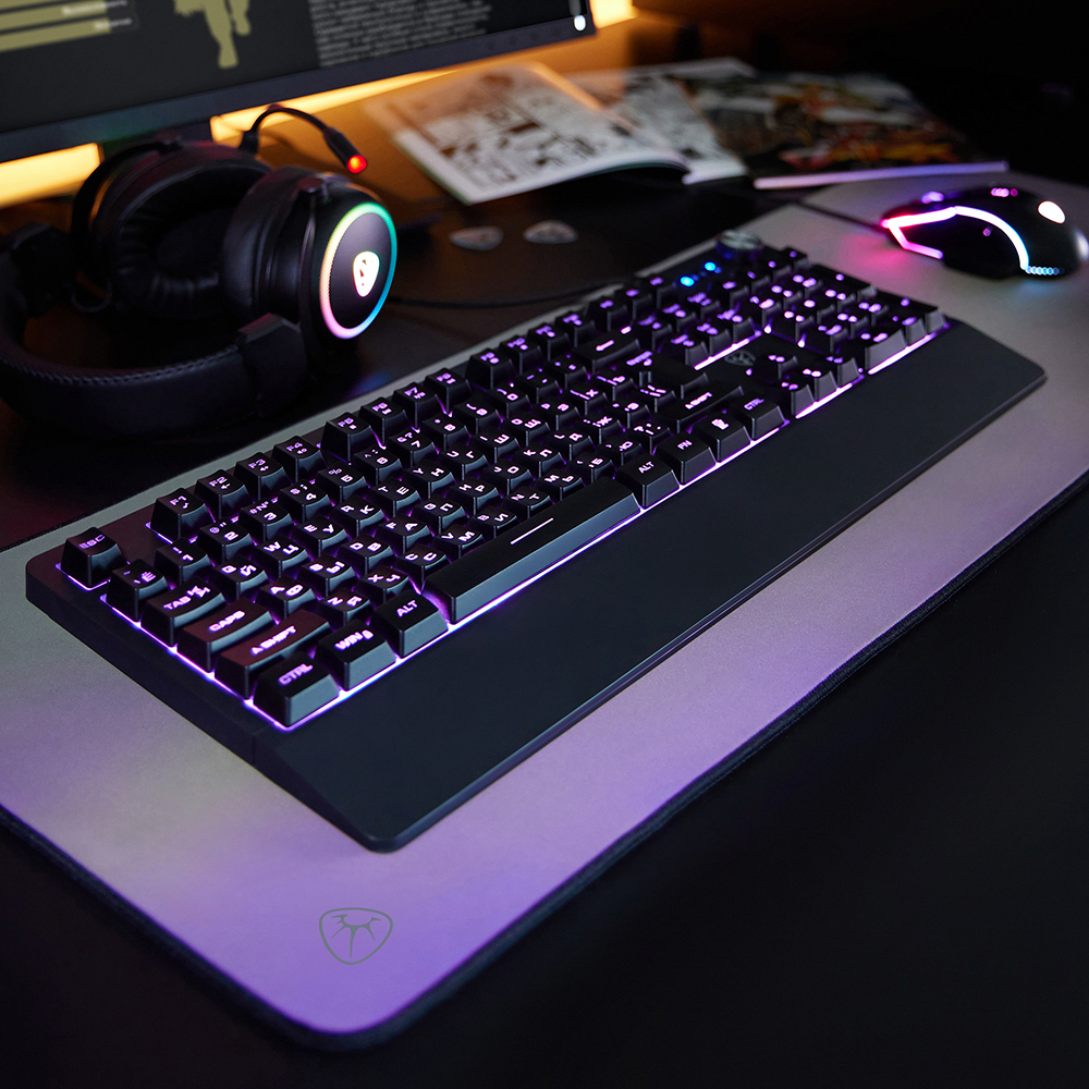 Игровая клавиатура проводная BY Rondache FULL SIZE ISO, мембранная, 104 кл., RGB, 2м, энкодер, арт.№ 405-071