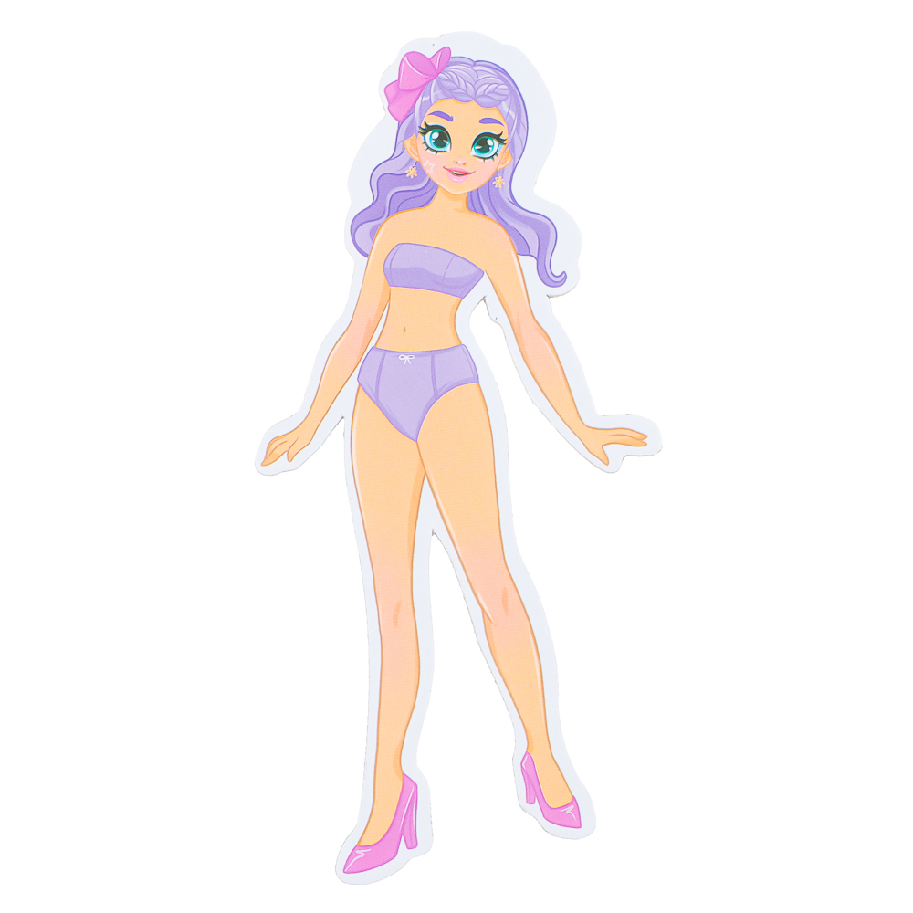 ХОББИХИТ Кукла магнитная с нарядами, винил, бумага, 16х26x3см, 6 дизайнов, арт.№ 281-182