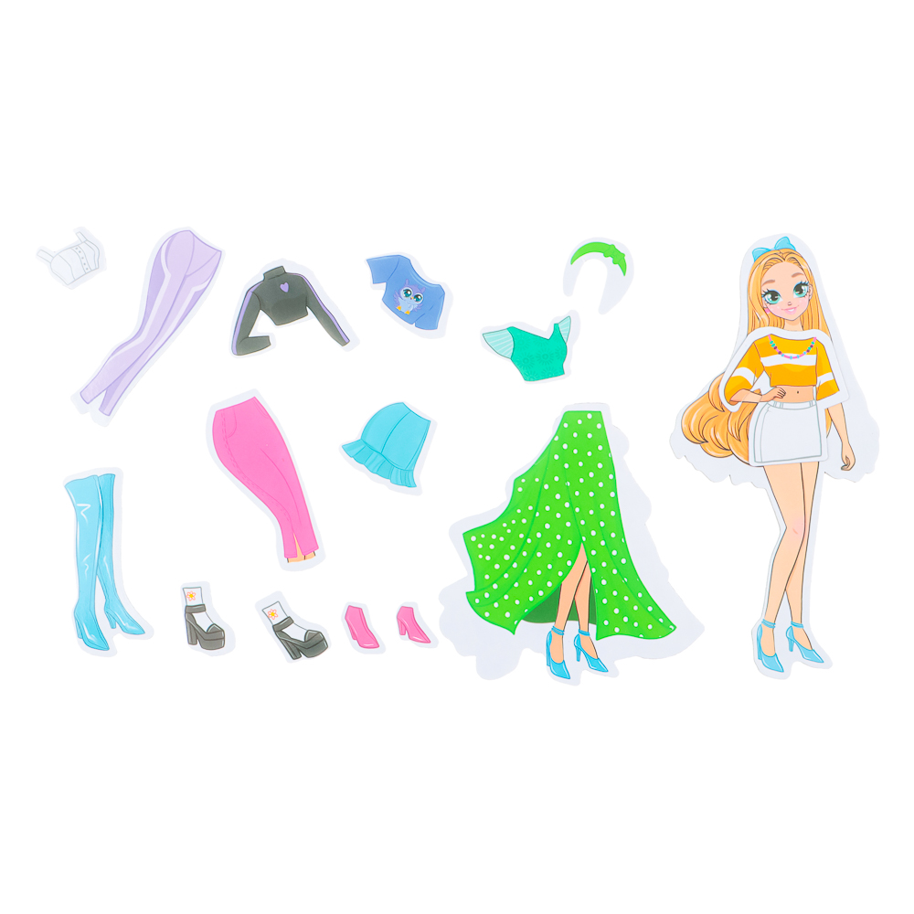 ХОББИХИТ Кукла магнитная с нарядами, винил, бумага, 16х26x3см, 6 дизайнов, арт.№ 281-182