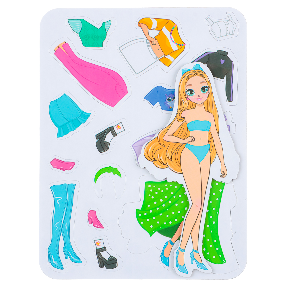 ХОББИХИТ Кукла магнитная с нарядами, винил, бумага, 16х26x3см, 6 дизайнов, арт.№ 281-182