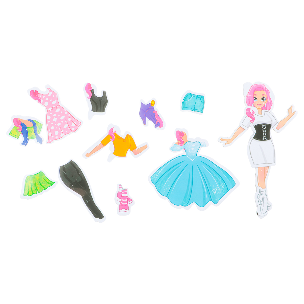 ХОББИХИТ Кукла магнитная с нарядами, винил, бумага, 16х26x3см, 6 дизайнов, арт.№ 281-182