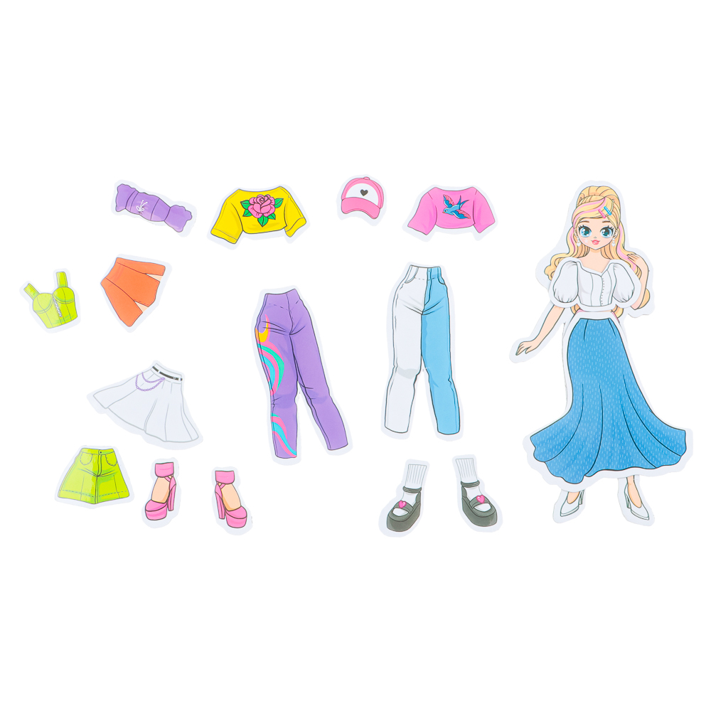 ХОББИХИТ Кукла магнитная с нарядами, винил, бумага, 16х26x3см, 6 дизайнов, арт.№ 281-182