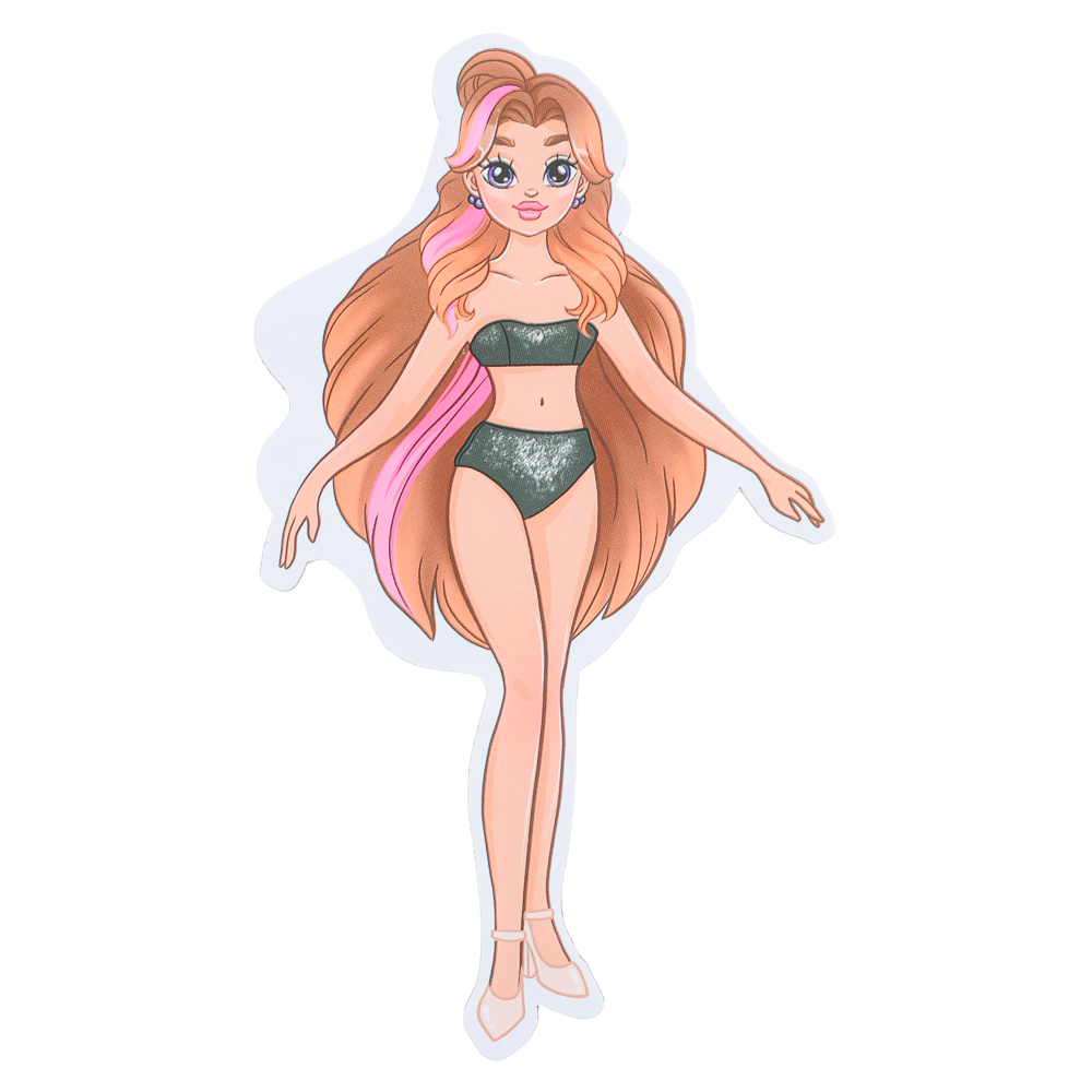 ХОББИХИТ Кукла магнитная с нарядами, винил, бумага, 16х26x3см, 6 дизайнов, арт.№ 281-182