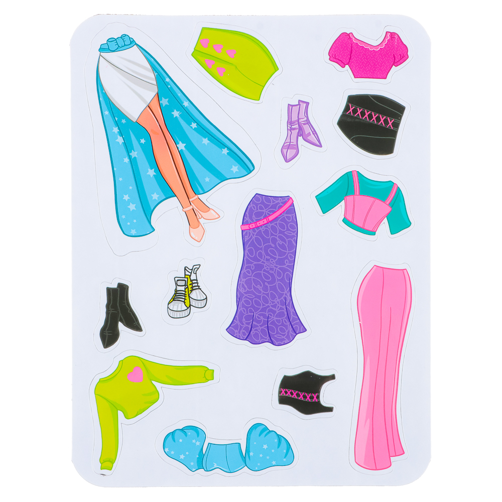 ХОББИХИТ Кукла магнитная с нарядами, винил, бумага, 16х26x3см, 6 дизайнов, арт.№ 281-182