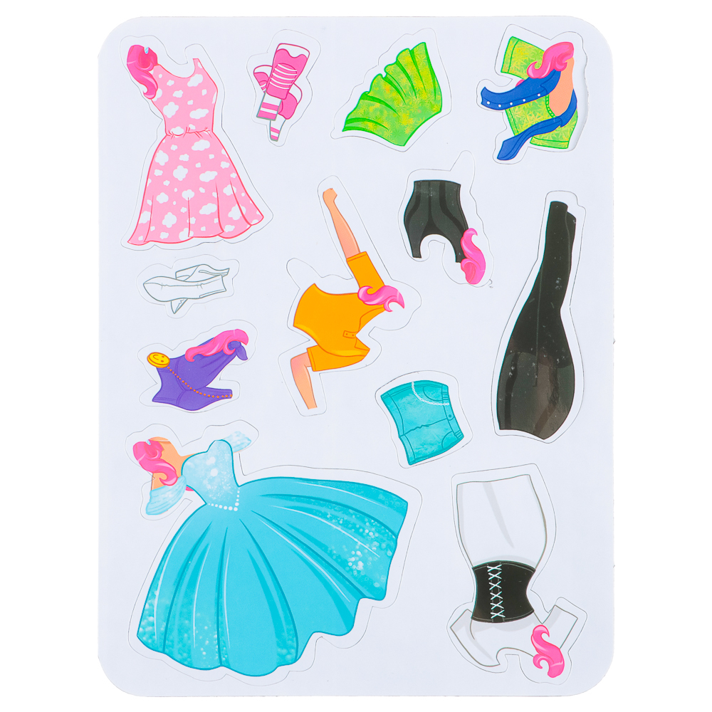 ХОББИХИТ Кукла магнитная с нарядами, винил, бумага, 16х26x3см, 6 дизайнов, арт.№ 281-182