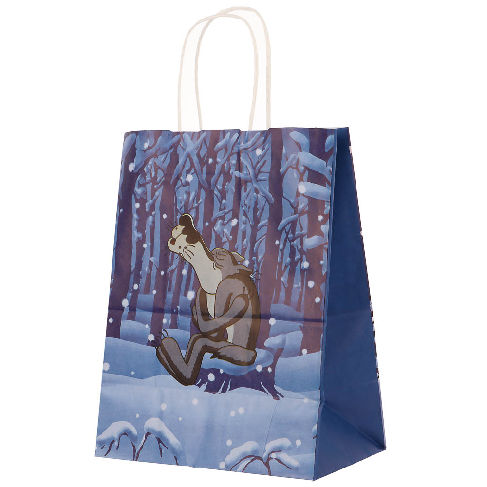 Пакет подарочный с кручеными ручками 24х14х30 см, «Жил-был Пёс. Поздравляю, если чё» внутри белый, арт.№ 507-499