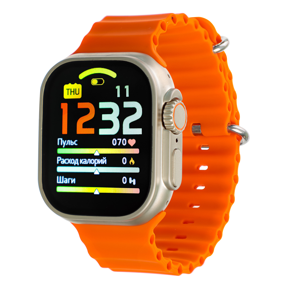 Смарт-часы BY Space Ultra watch, IP65, BT5.0, 200 мАч, 2.01", металл, оранжевый, арт.№ 450-084