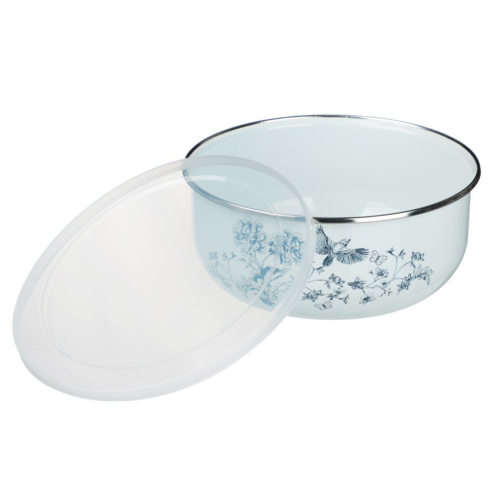 Набор эмалированных салатников с крышками, 6 пр. (14/16/18см, 0,7/1,1/1,4л) "Флорал", арт.№ 894-531