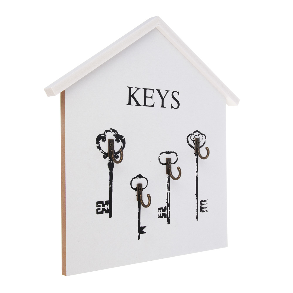 Ключница открытого типа KEYS на 4 крючка, 27х27х3 см, МДФ, металл, арт.№ 510-036