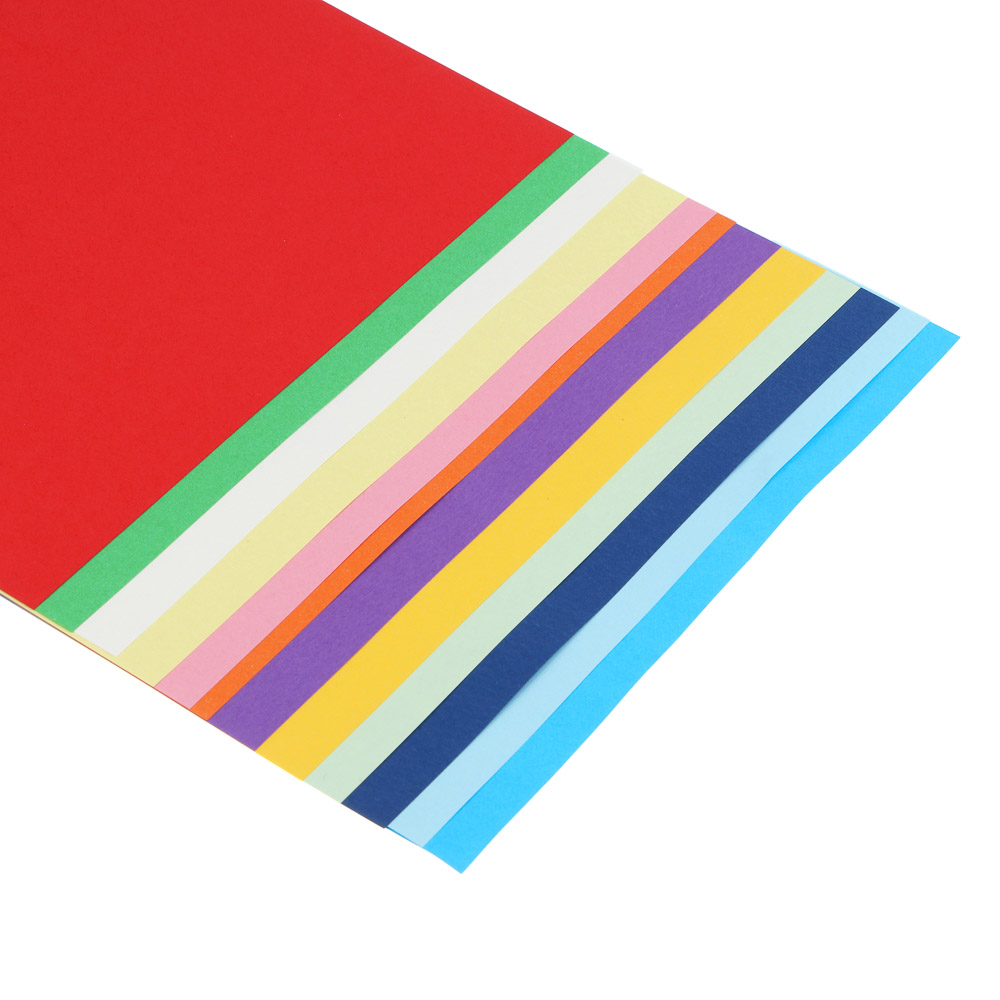 FLOMIK Бумага цветная тонированная двусторонняя, А4, 12листов, 12 цветов, 80 г/м2, арт.№ 558-010