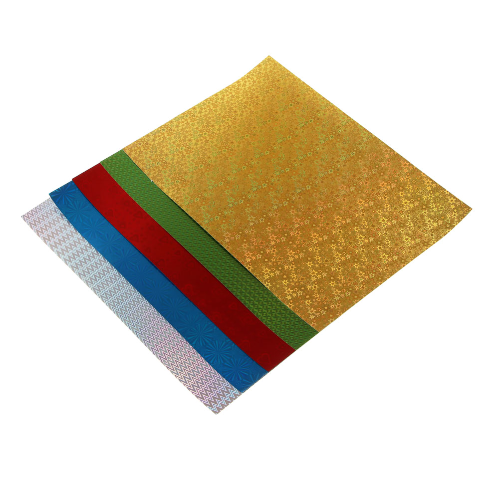 Картон цветной FLOMIK голографический А4, 5л., 5цв., 180 г/м2, в папке, арт.№ 558-012