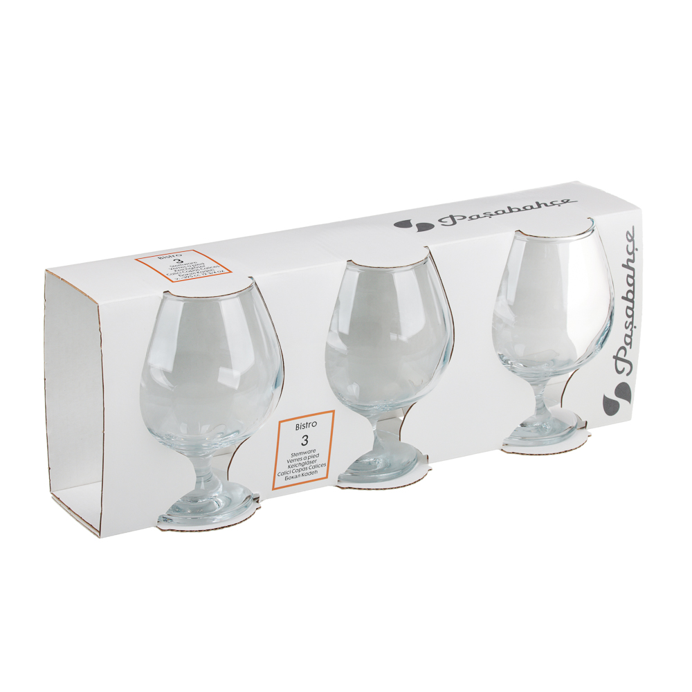 PASABAHCE Набор бокалов для коньяка 3шт 395мл Бистро, стекло, арт 44188B, арт.№ 878-552