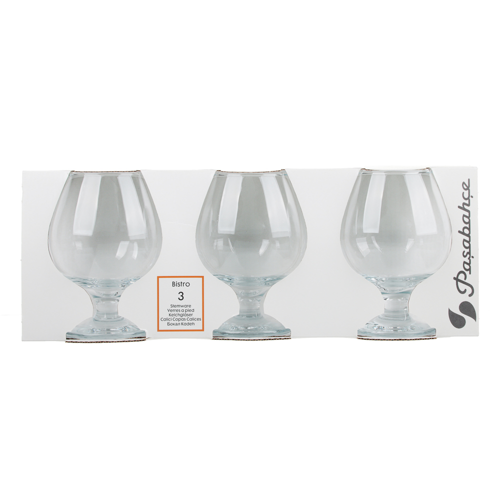 PASABAHCE Набор бокалов для коньяка 3шт 395мл Бистро, стекло, арт 44188B, арт.№ 878-552