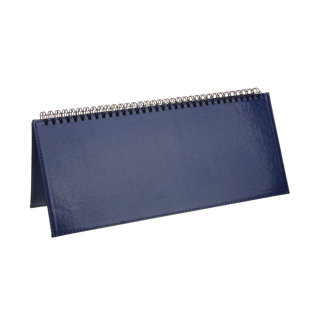 Планинг настольный на 2024 "ПРЕСТИЖ", 31x14,5см, 128 стр., тв.обложка, иск.кожа, спираль, синий, арт.№ 572-146