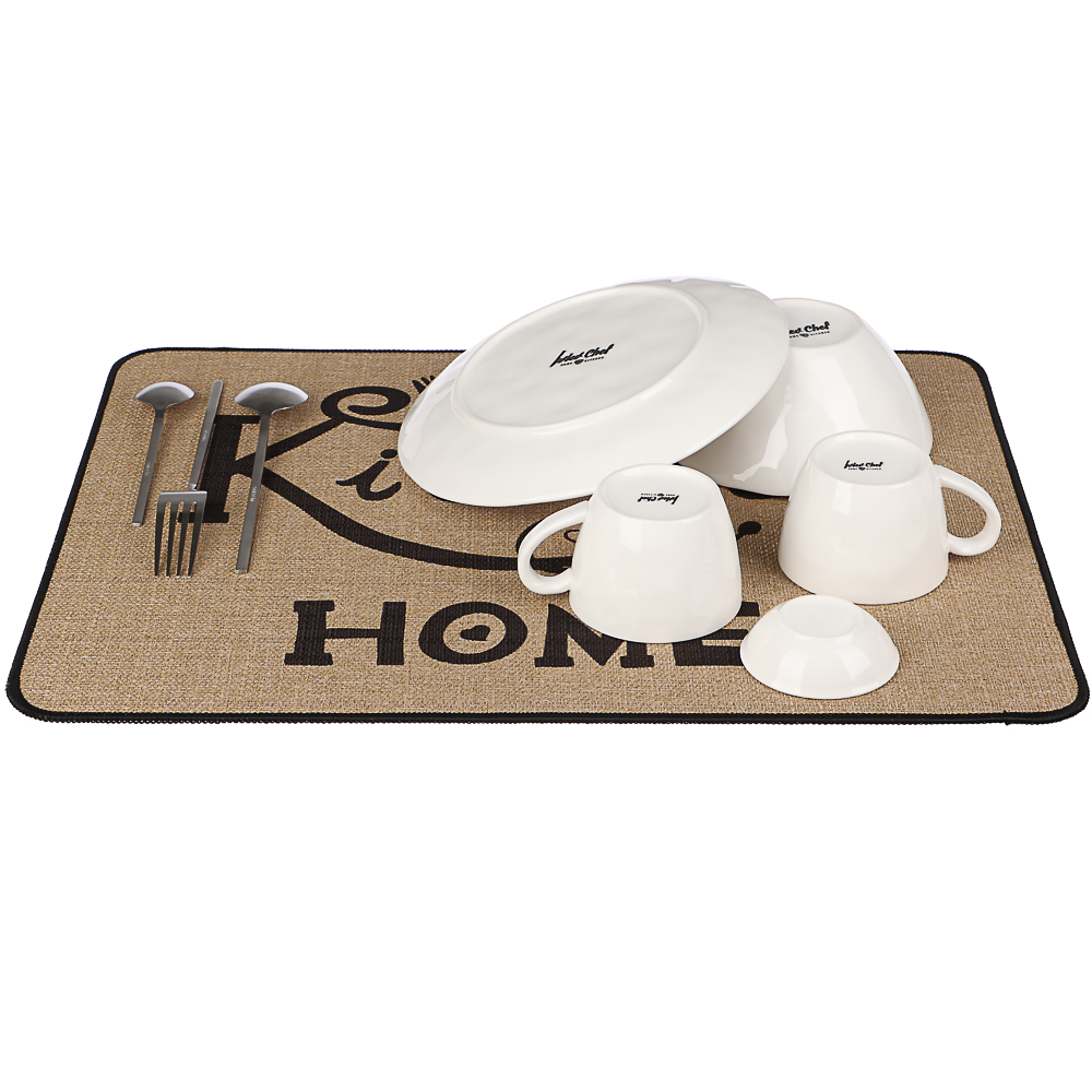 VETTA Коврик для сушки посуды, 50x38 см, искусственный лен, резина, арт.№ 485-178