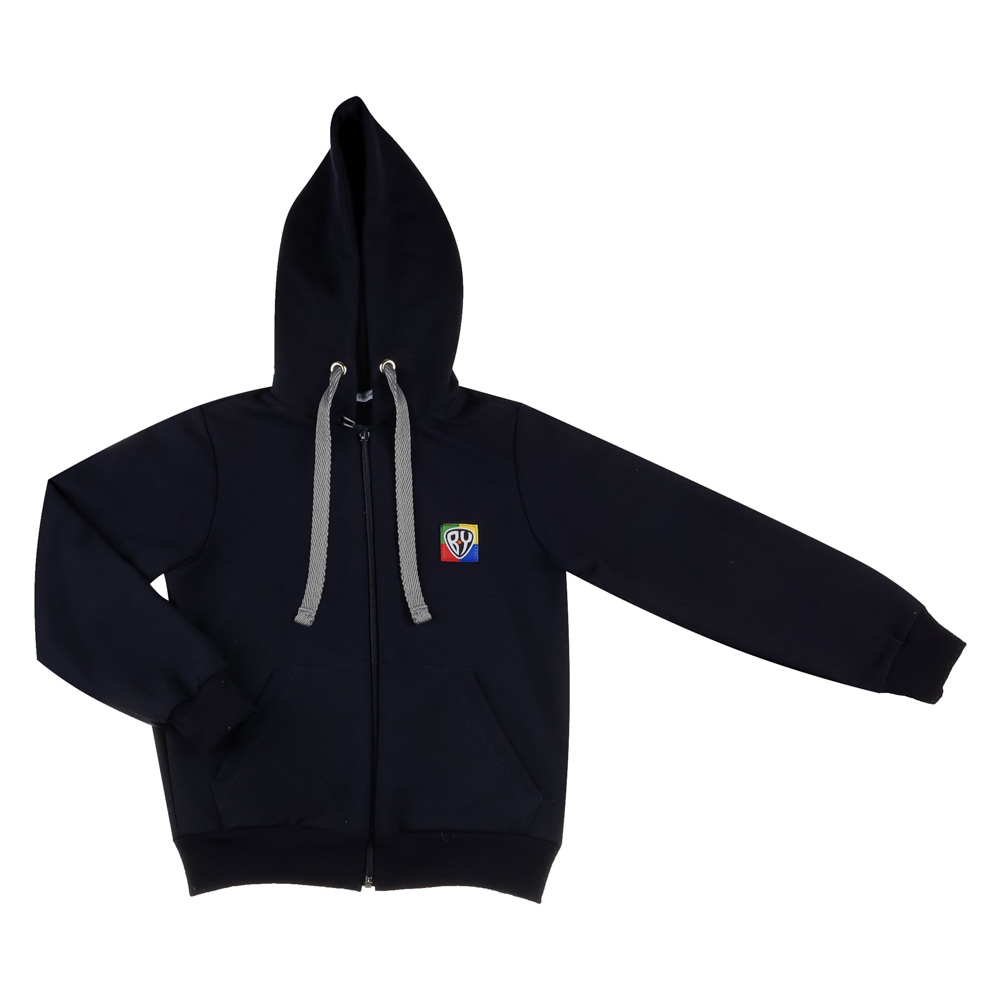 BY Basic Толстовка на молнии детская, хлопок, цвет темно-синий, размер 128, арт.№ 833-026